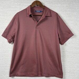 Windham Pointe Polo Shirt Large Red Geometric Print Golf Casual Performance Mens